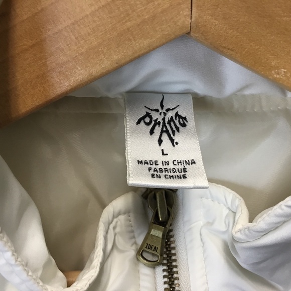 Prana Quilted Sweater Fair Isle Puffer Vest Ivory Full Zip Outdoor Size L - Picture 8 of 9